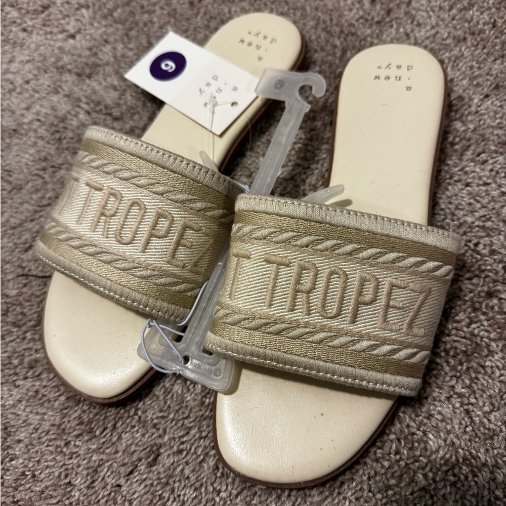 a new day Beige Slide Sandals